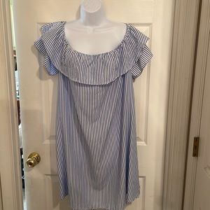 Blue/white striped tunic dress